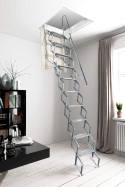 Alüminyum Basamaklı Makaslı Metal Çatı Merdiveni